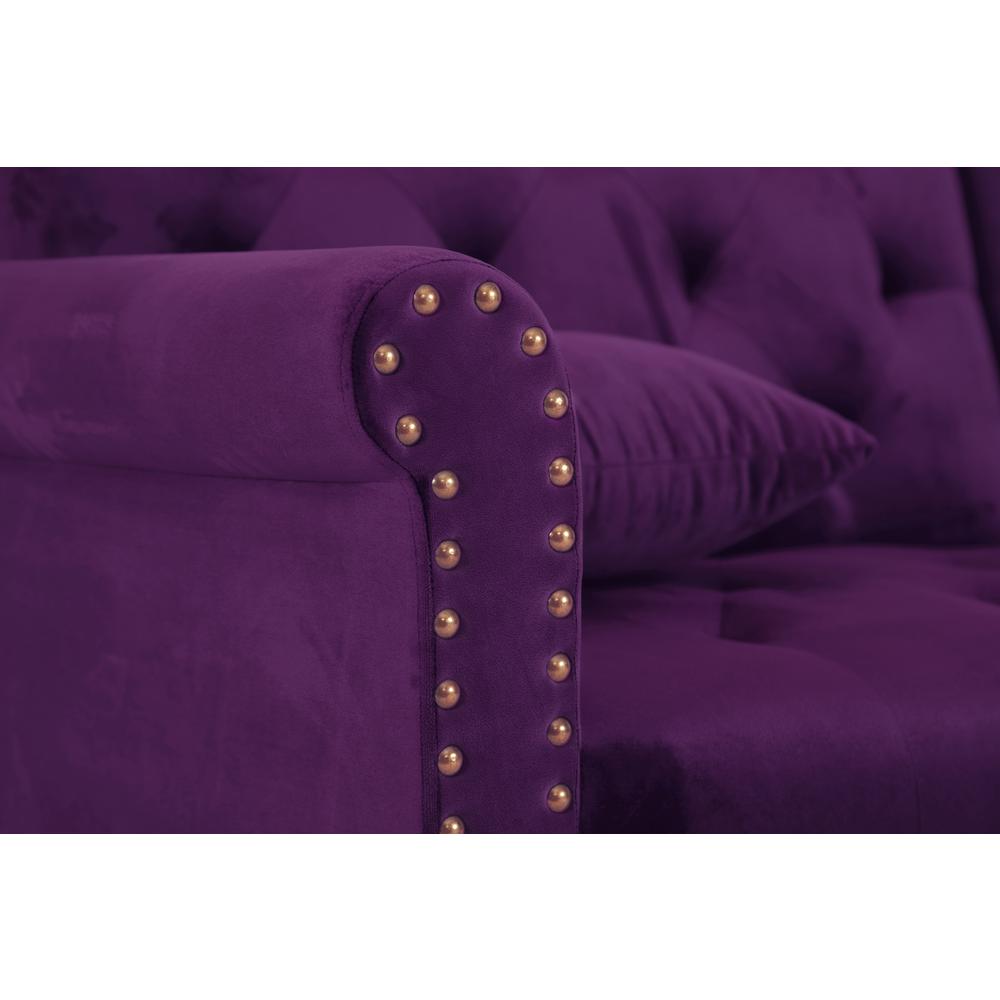 Harper Bright Designs Purple 2 Piece Modern Vintage Futon Sofa
