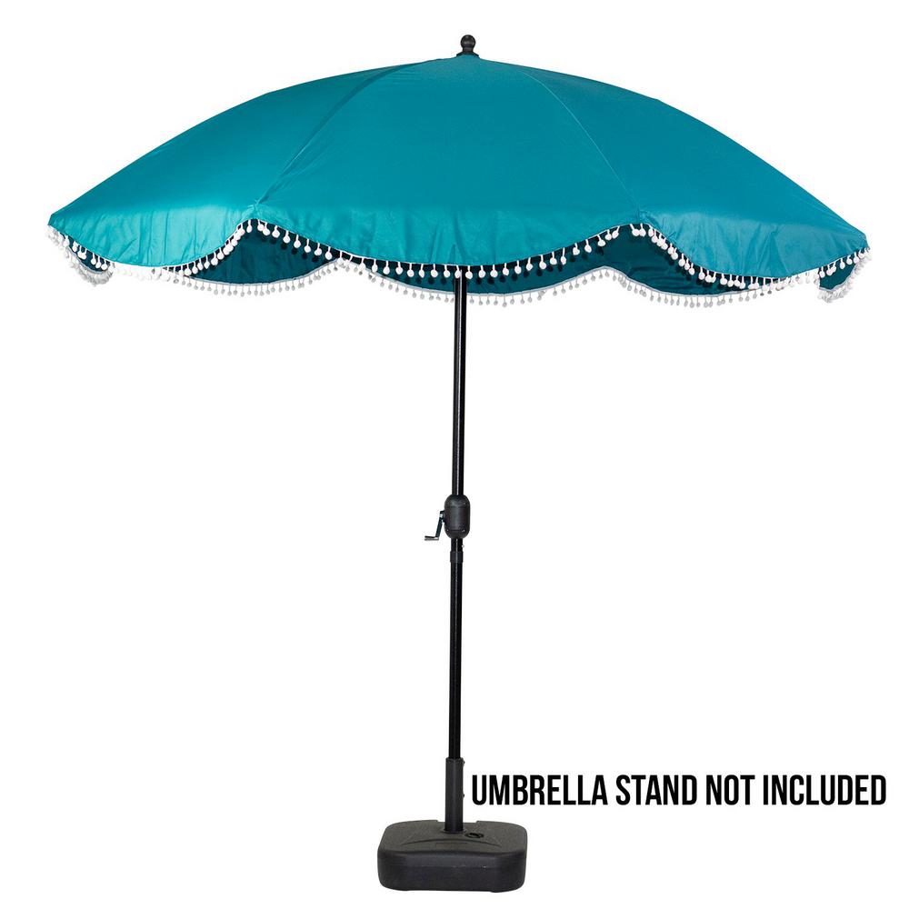 Sun Ray 9 Ft Round Market Patio Umbrella In Aqua 841070 The Home Depot
