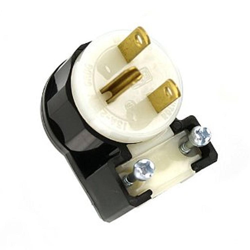 Leviton 15 Amp 250-volt Straight Blade Grounding Angle Plug Black White-5666-ca
