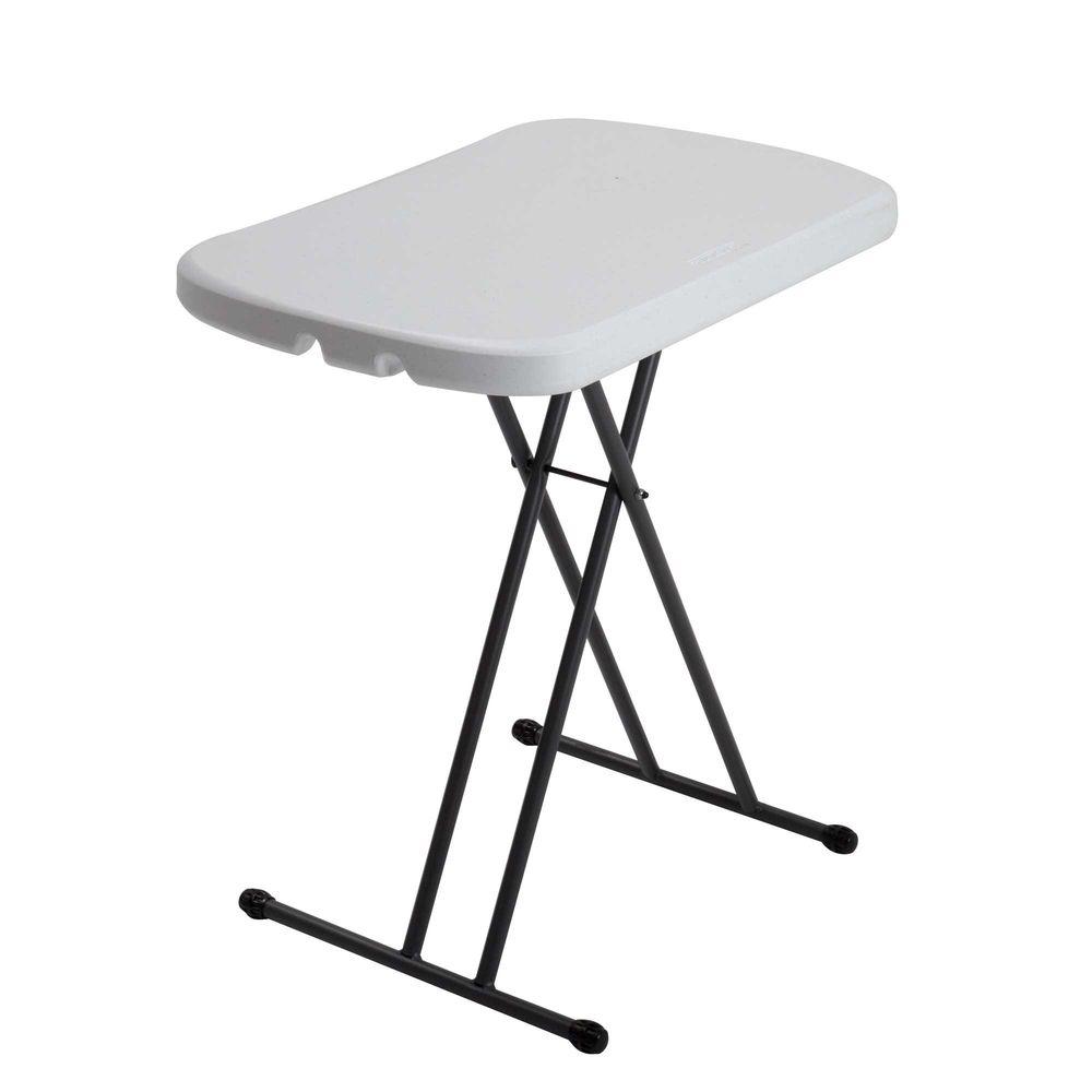 Lifetime 26 In White Plastic Ajudstable Height Folding Personal Table