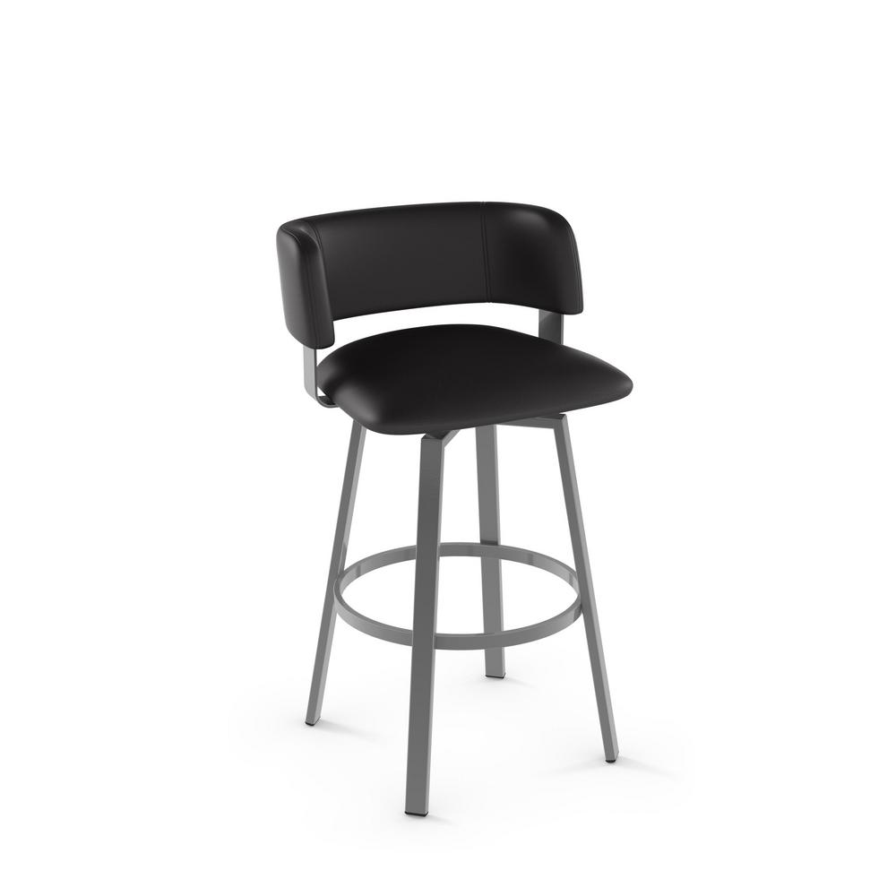 Amisco Stinson 30 In Glossy Grey Metal Mat Charcoal Black Glossy Grey Metal Mat Charcoal Black Polyurethane Barstool