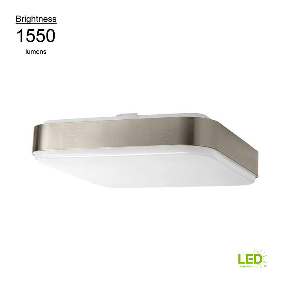 Hampton Bay 14 In Brushed Nickel Bright White Square Led Flushmount Hampton Bay 14 In Brushed Nickel Bright White Square Led Flushmount Ceiling Light Fixture Dimmable