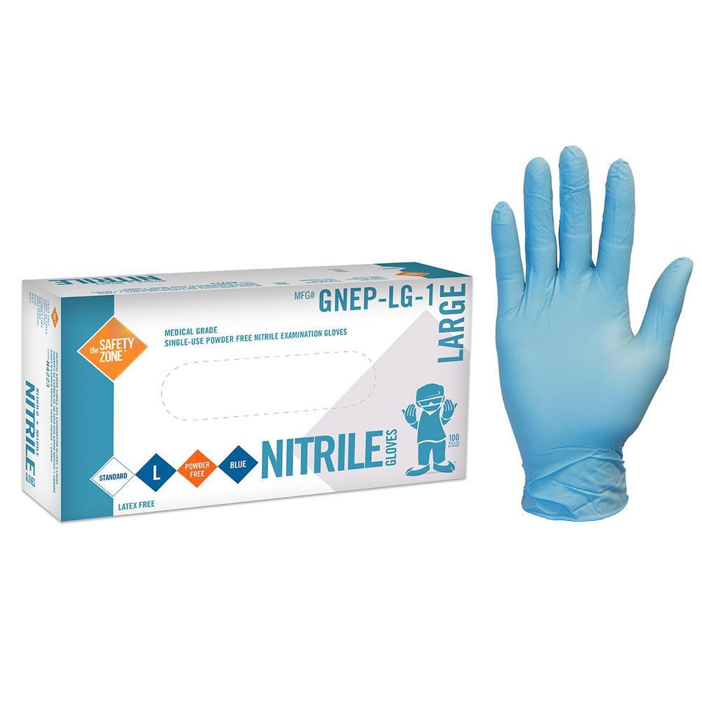 THE SAFETY ZONE Small Thick Blue Nitrile Exam Gloves Bulk