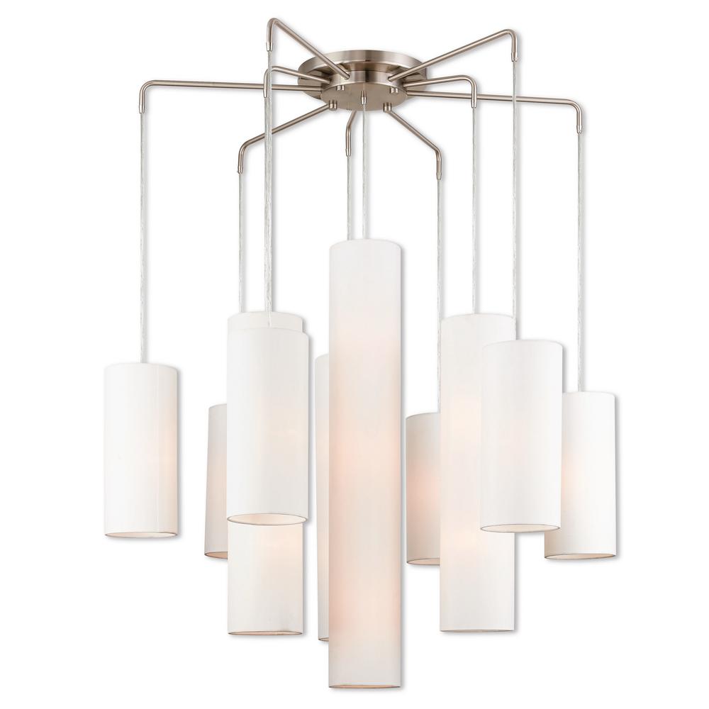Livex Lighting Strathmore 9 Light Brushed Nickel Foyer Chandelier 9 Light Brushed Nickel Foyer Chandelier