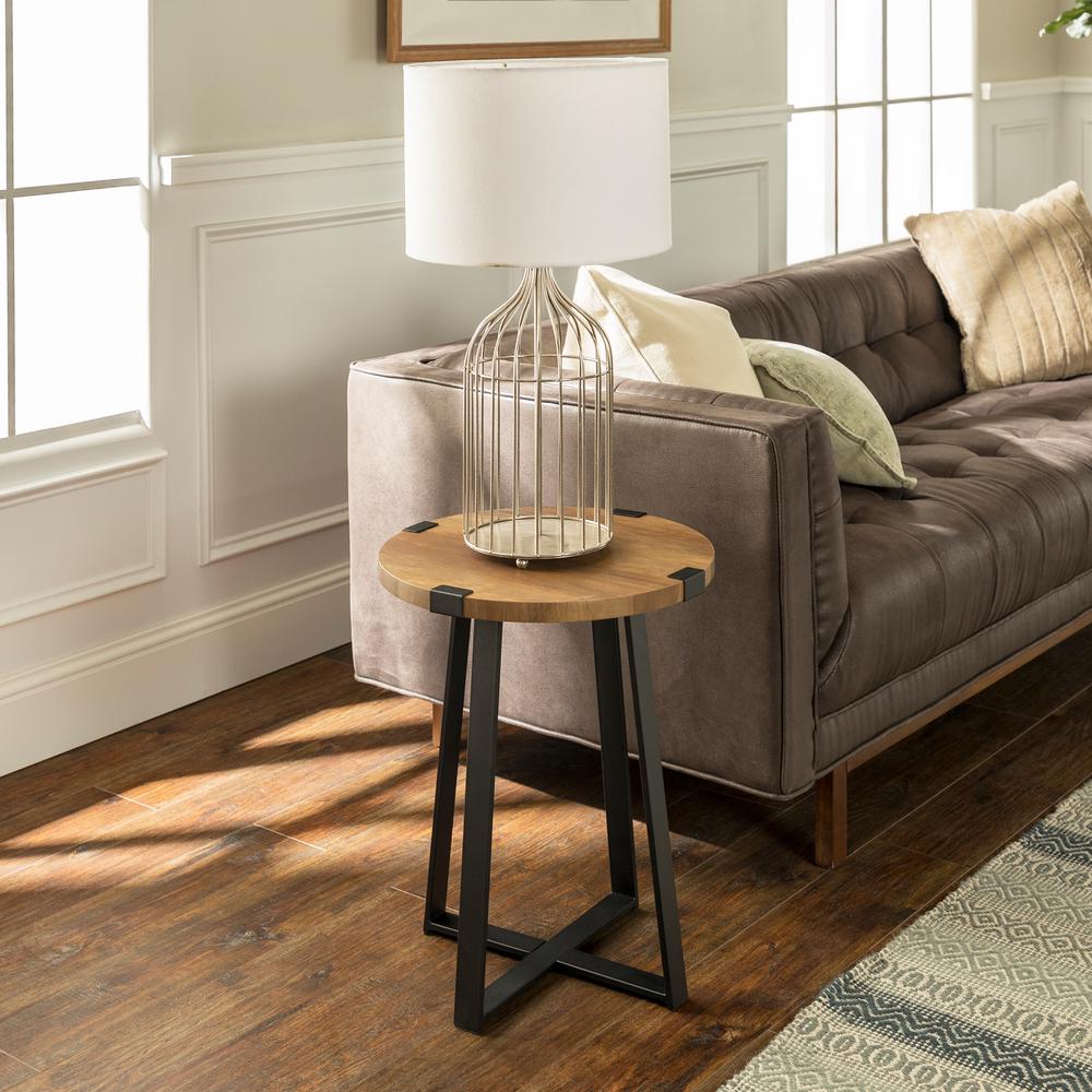 Walker Edison 18 in. Rustic Oak Rustic Urban Industrial Wood and Metal