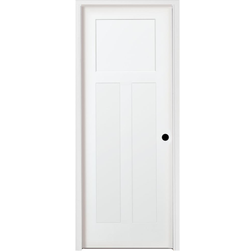 Steves &amp; Sons 32 in. x 80 in. 3-Panel Mission Shaker White Primed LH ...