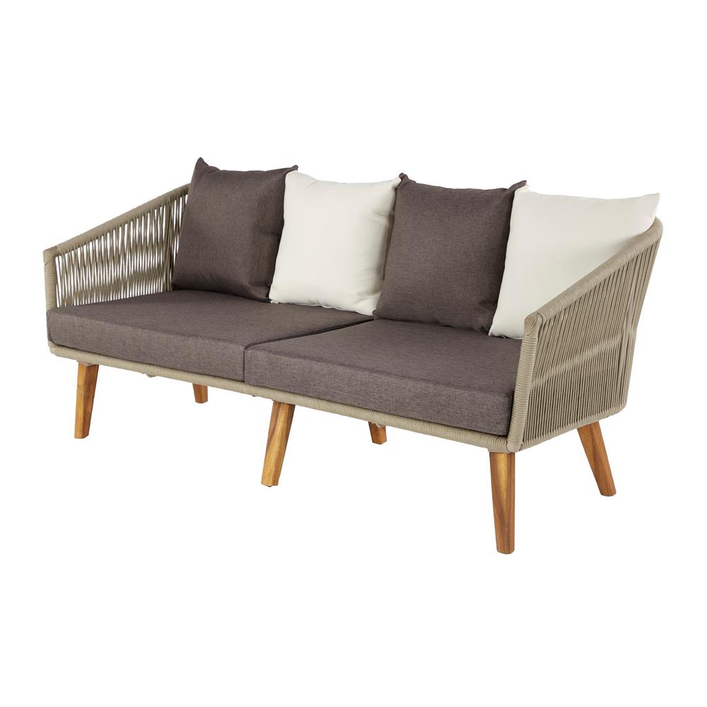 Litton Lane Multi Colored Rope Wood And Aluminum Outdoor Sofa