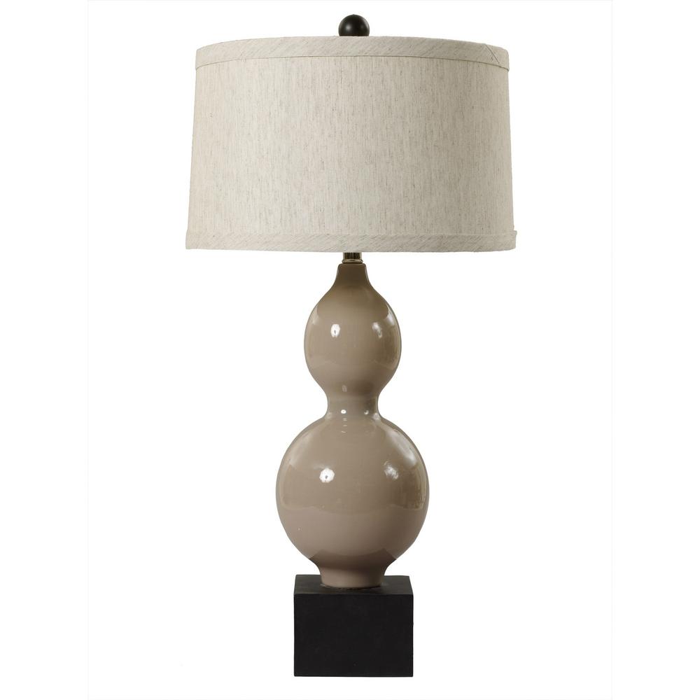 Fangio Lighting 30 In Elongated Stacked Gourd Warm Grey Ceramic Fangio Lighting 30 In Elongated Stacked Gourd Warm Grey Ceramic Table Lamp With Pedestal