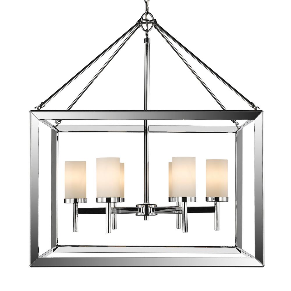 Golden Lighting Smyth 6Light Gunmetal Bronze Chandelier with Opal