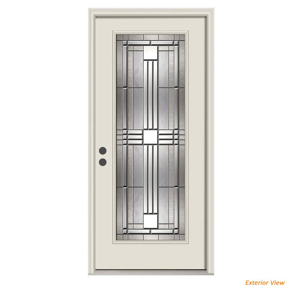 Jeld Wen 36 In X 80 In Full Lite Cordova Primed Steel Prehung Right Hand Inswing Front Door W Brickmould