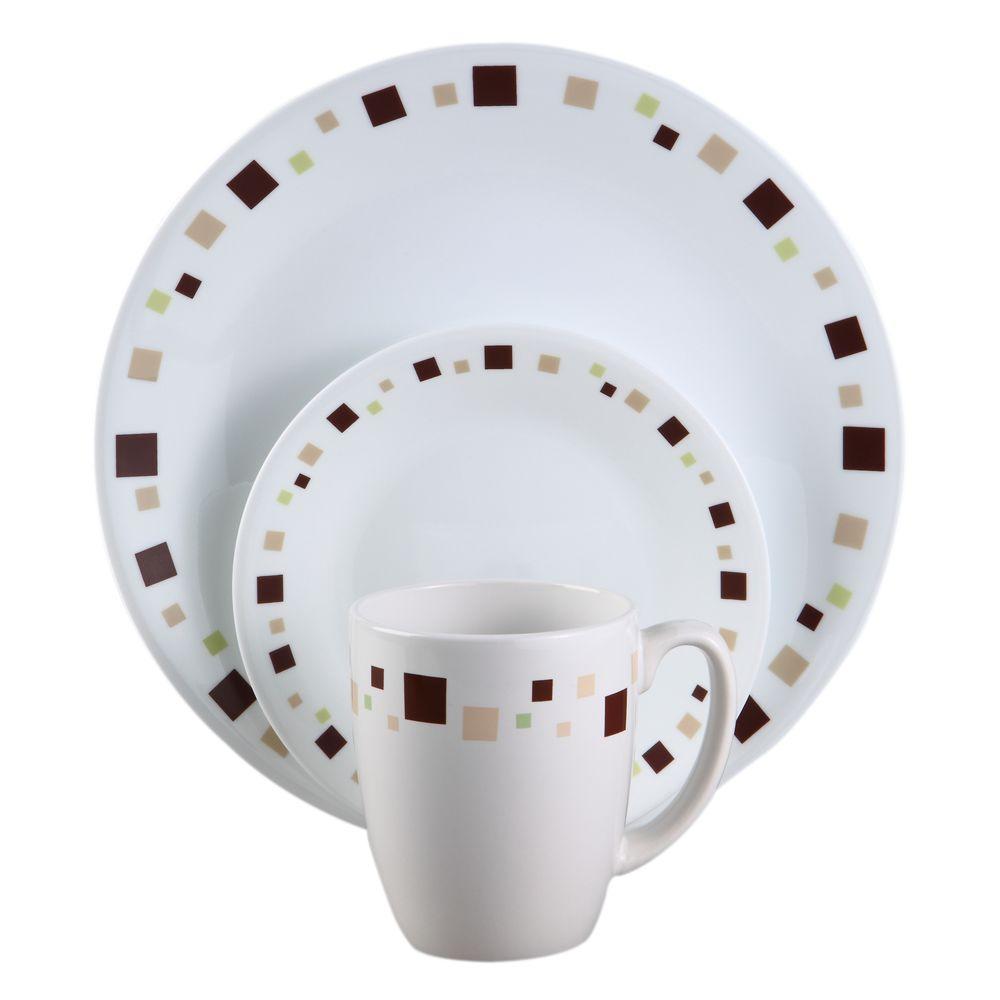 Corelle Geometric 16Piece Vitrelle Dinnerware Set1065856 The Home Depot