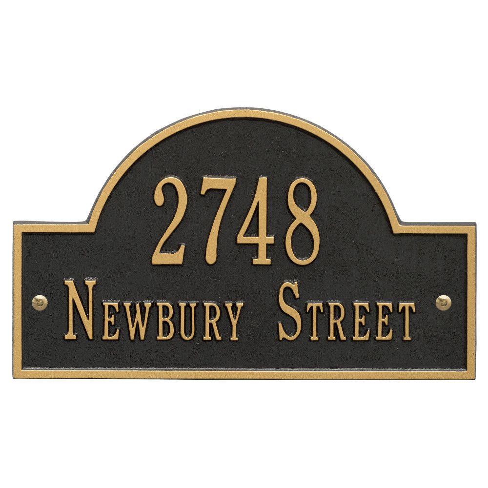 Address Plaques Signs The Home Depot Arch Marker Standard Black Gold Wall 2 Line Address Plaque