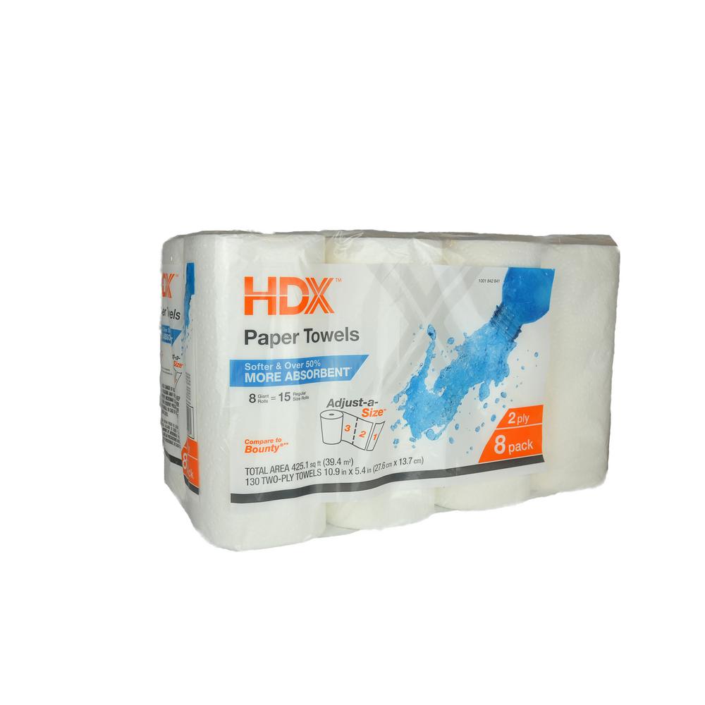 HDX Paper Towels 2-Ply (8 Giant Rolls)-22008 - The Home Depot