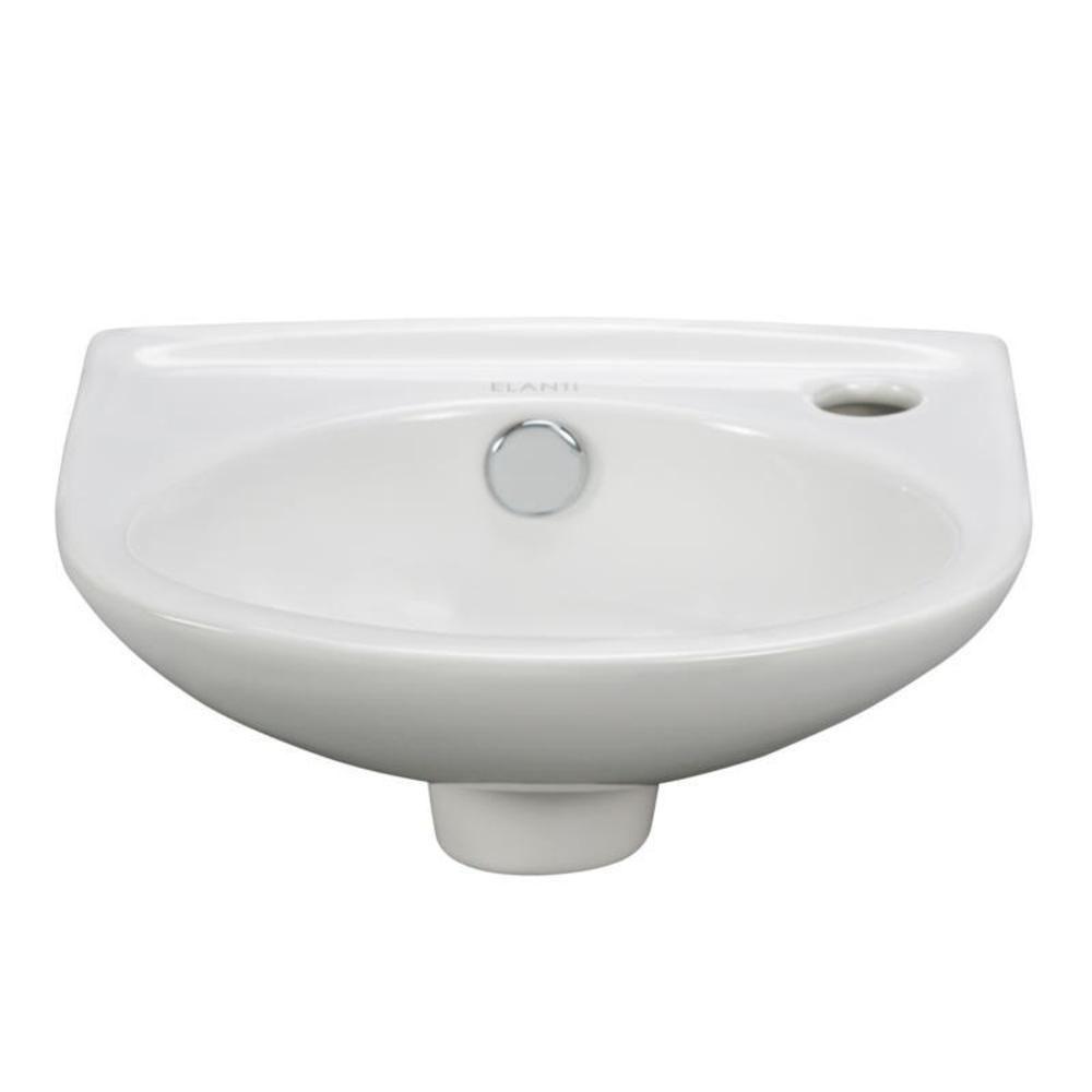 Elanti Wall Mounted Oval Compact Bathroom Sink In White