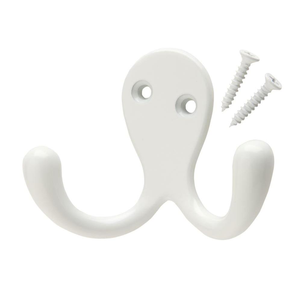 Everbilt Durable White Double Robe Hook 15361 The Home Depot Durable White Double Robe Hook