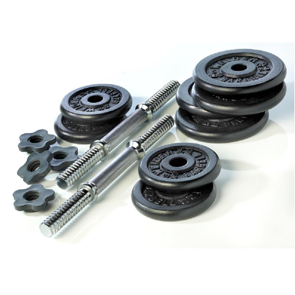 Weider ® Cast Iron Weight Set 40 lb. Dumbbells Plates Bars Adjustable