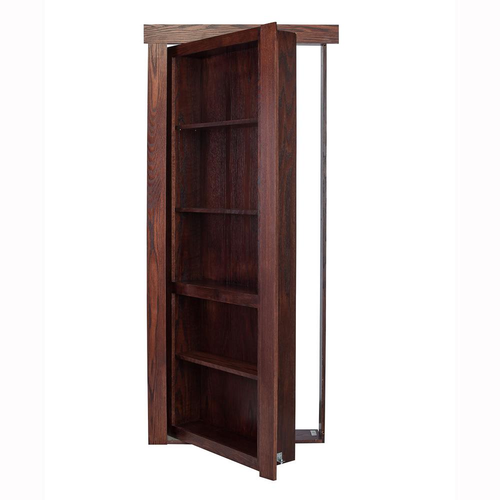 32 in. x 80 in. Flush Mount Assembled Oak Dark Stained ...