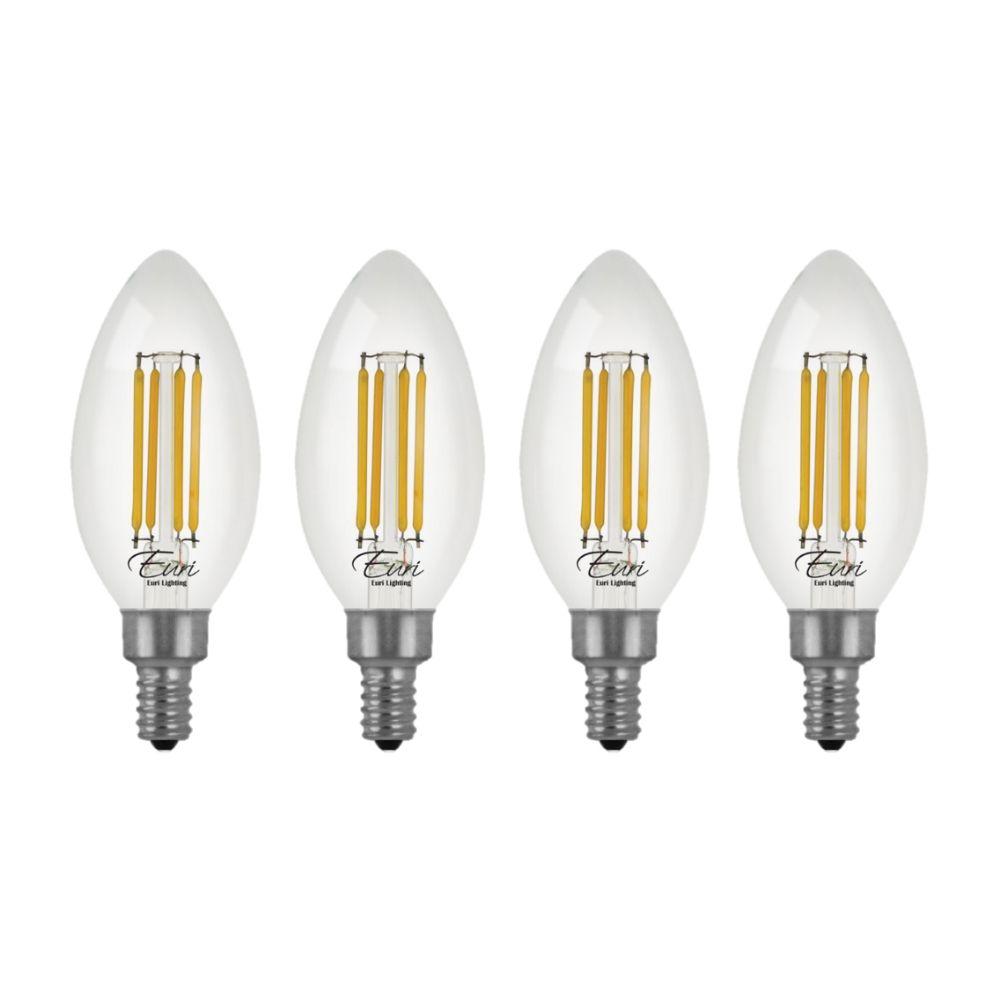 Euri Lighting 60 Watt Equivalent Cool White 5000k B10 Energy Star And Dimmable Led Light Bulb In Clear 4 Pack Vb10 3050cec 4 The Home Depot