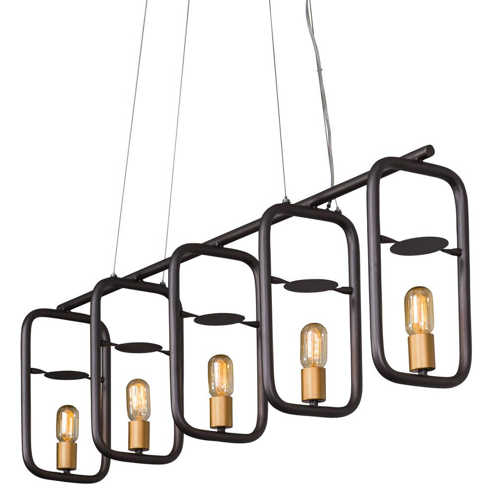 Varaluz Rogue Decor Loophole 5 Light Rustic Bronze Gold 43 In W Rogue Decor Loophole 5 Light Rustic Bronze Gold 43 In W Linear Pendant