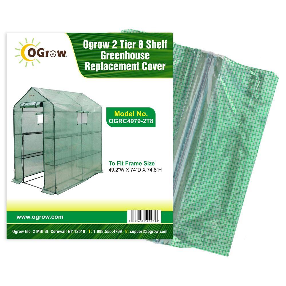 Ogrow 492 In W X 74 In D X 748 In H 2 Tier 8 Shelf Greenhouse Pe Replacement Cover Ogrc4979