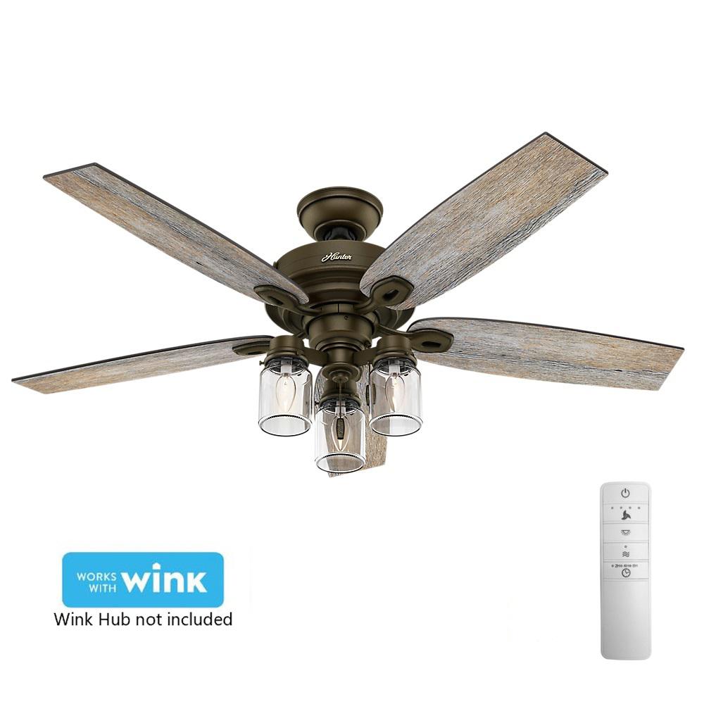 Details About Hunter Smart Ceiling Fan Remote Control 52 In Indoor Bronze Light Kit Fixture