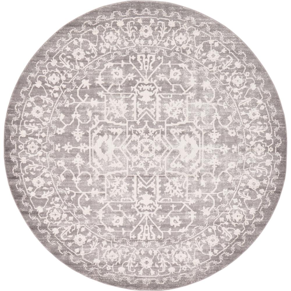 Unique Loom Arcadia Light Gray 8 ft. x 8 ft. Round Area Rug3131232