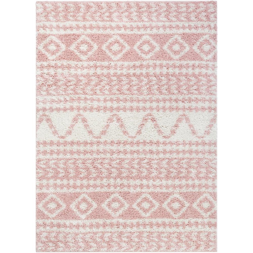 Well Woven Madison Shag Cossima Pink Ethnic Modern Shag Moroccan Tribal 5'3" x 7'3" Area Rug