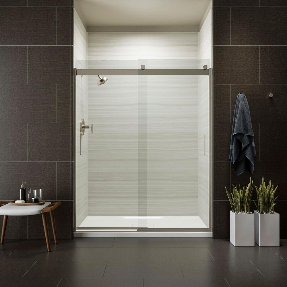 KOHLER Levity 59 in. x 74 in. SemiFrameless Sliding Shower Door in Nickel with HandleK706009 