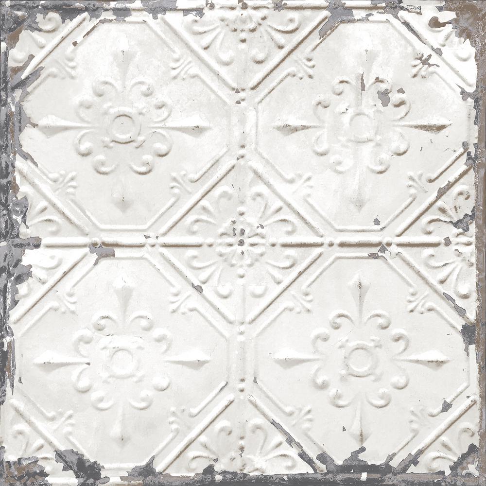 Nuwallpaper White And Off White Vintage Tin Tile Peel And