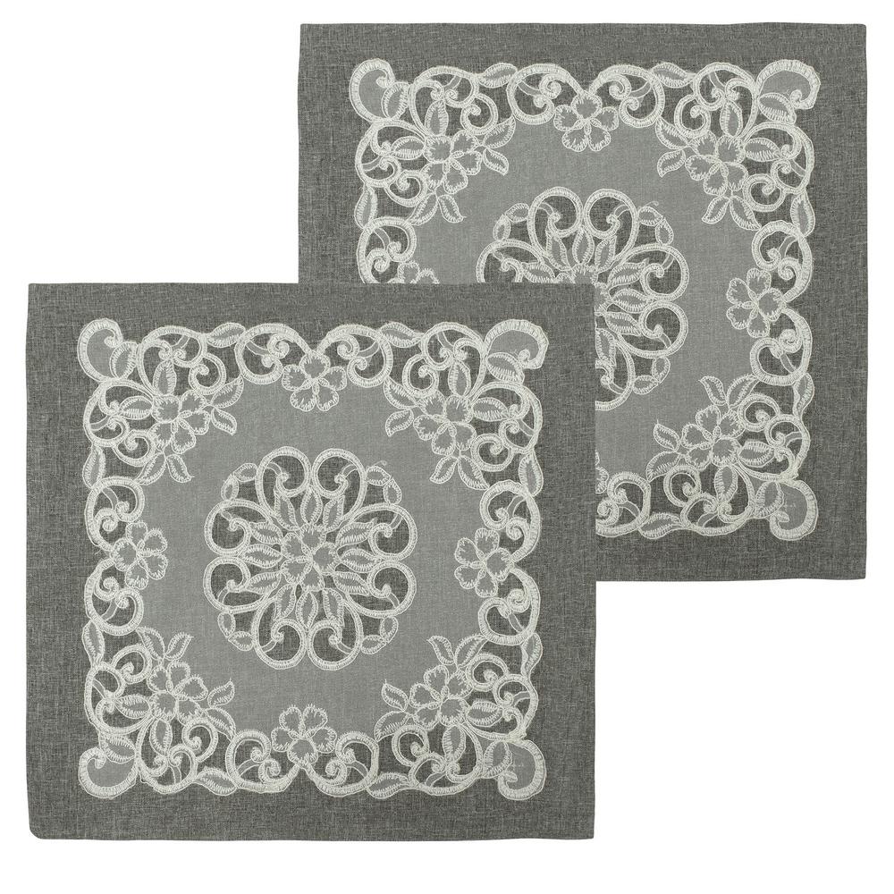 Creative Home Ideas Emily Grey Standard Pillow Cover Set Of 2