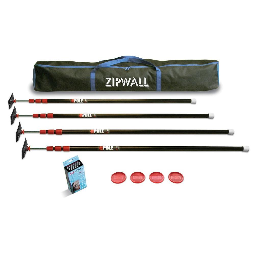 ZipWall ZP4 Contains 4 10 ft. Steel Spring Loaded Poles 4Heads, 4