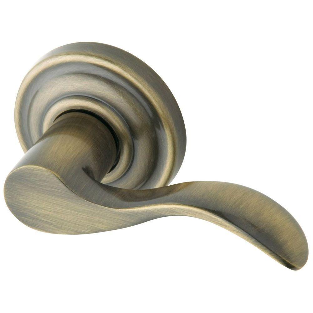 Baldwin Estate Satin Brass and Black Full Dummy Wave Door Lever5455V 050 FD SET The Home Depot