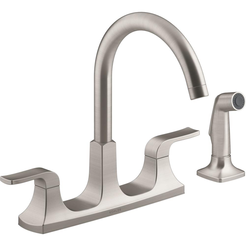 Kohler Rubicon 2 Handle Standard Kitchen Faucet With Sidespray In
