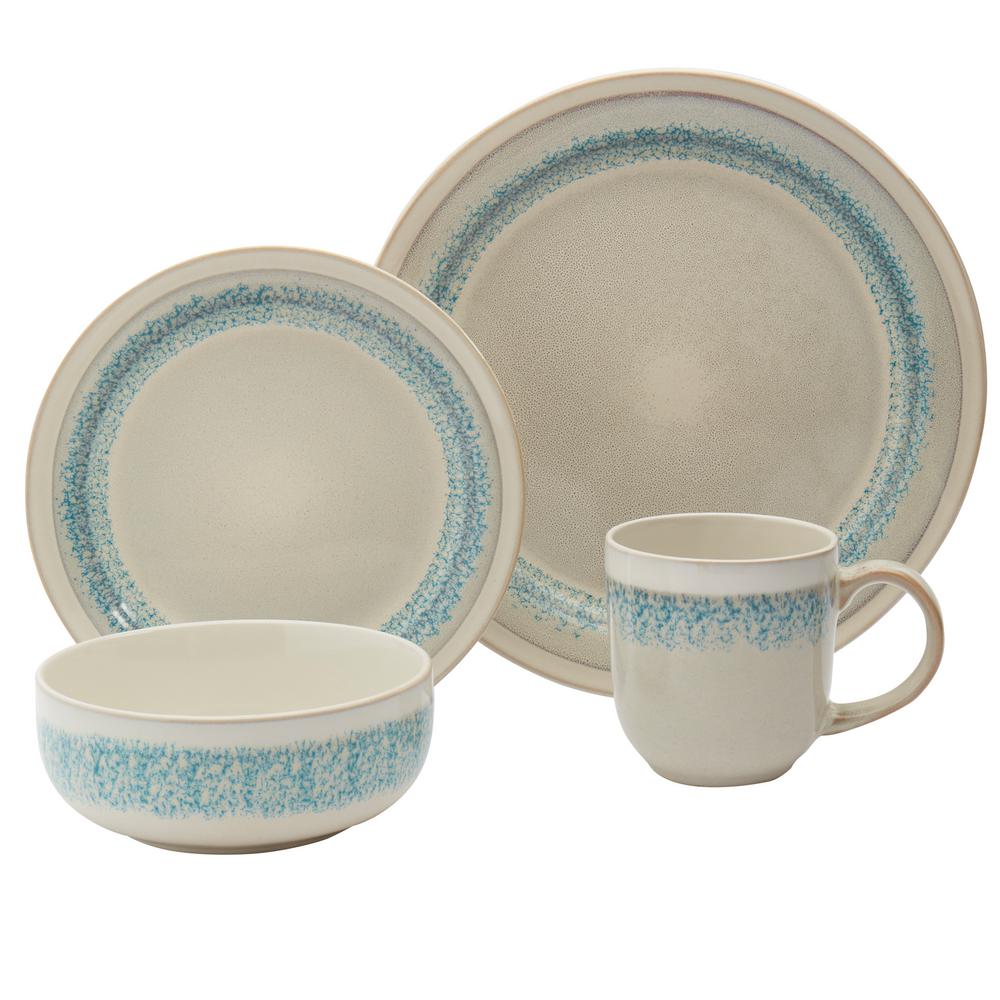 Tabletops Gallery Milan 16-Piece Traditional Taupe Stoneware Dinnerware ...