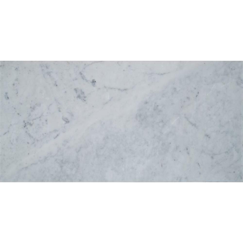 White Natural Stone Tile The Home Depot Carrara White 6 In X 12 Polished Marble Floor And