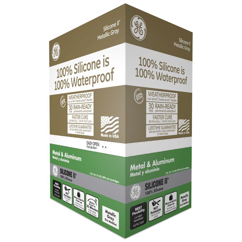 GE Silicone II 10.1 oz. Metallic Gray Metal Caulk (Case of 12)GE5050
