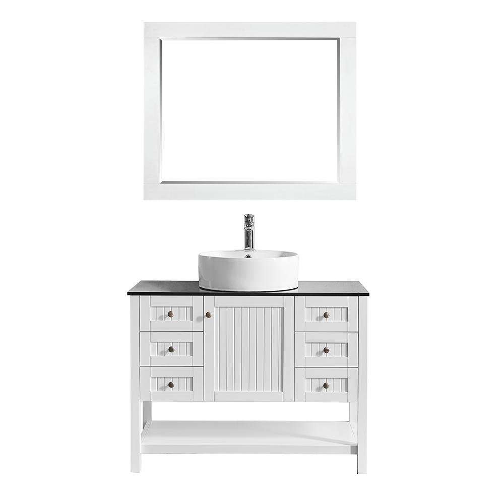 Vinnova Modena 42 in. W x 20 in. D Vanity in White with Glass Vanity