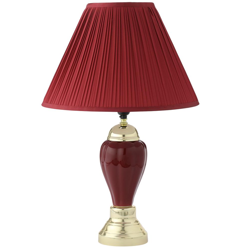 Ore International 27 In Ceramic Burgundy Table Lamp 6117bg The Home Depot