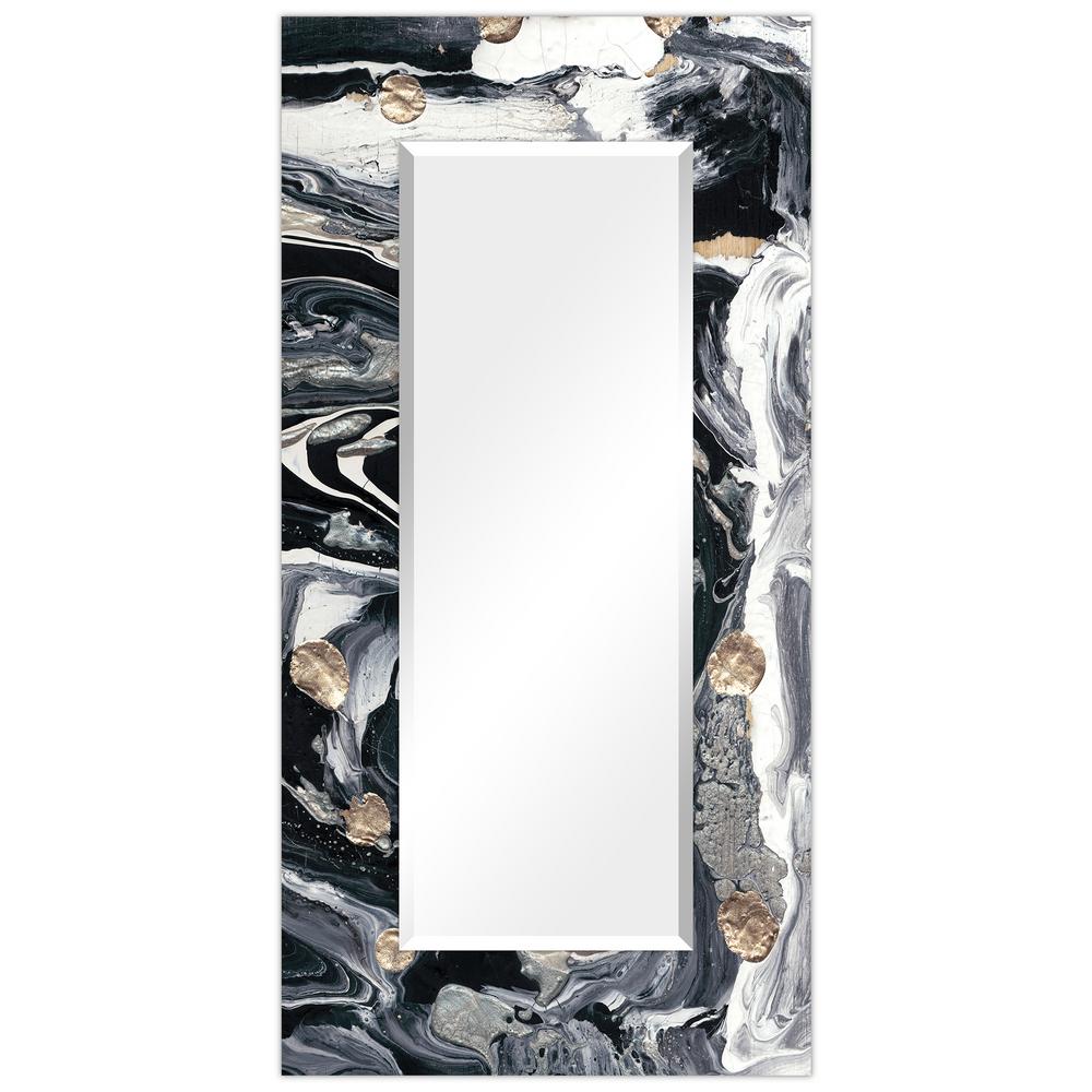 Empire Art Direct 72 X 36 Ebony Ivory Abstract Rectangular Beveled Wall Mirror On Free Floating Glass Tam 126874 7236 The Home Depot