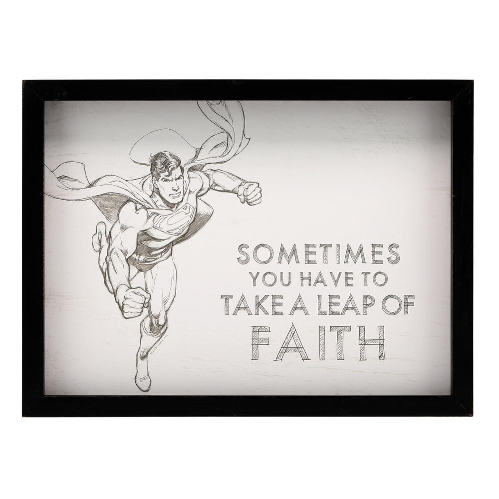 DC Comics 12 in. x 16 in. "Superman: Leap of Faith" Framed Wood Wall