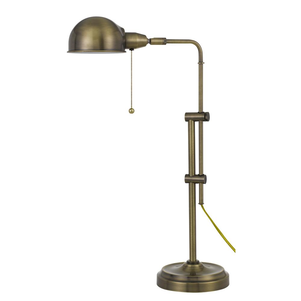 Cal Lighting 31 In Antique Brass Indoor Desk Lamp With Adjustable Pole Bo 2441dk Ab The Home Depot