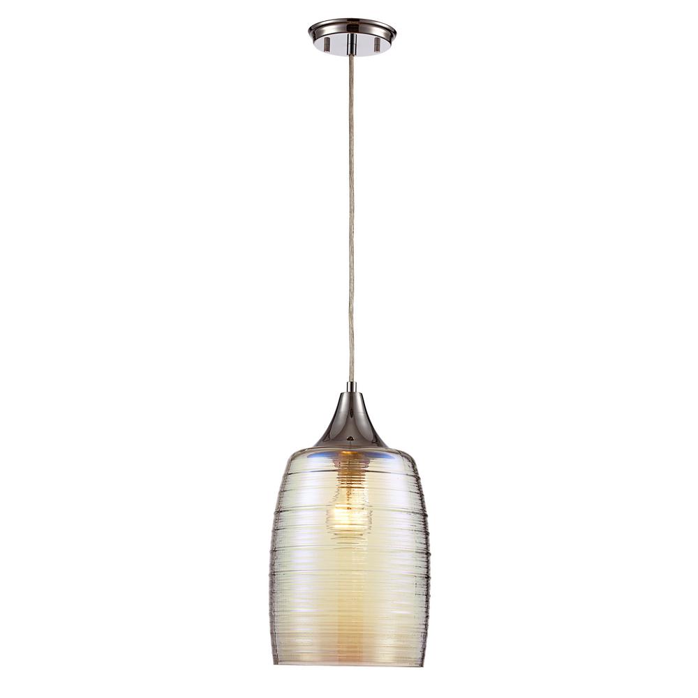 Chrome Beige Bisque Pendant Lights Lighting The Home Depot Spirit 1 Light Polished Chrome Pendant