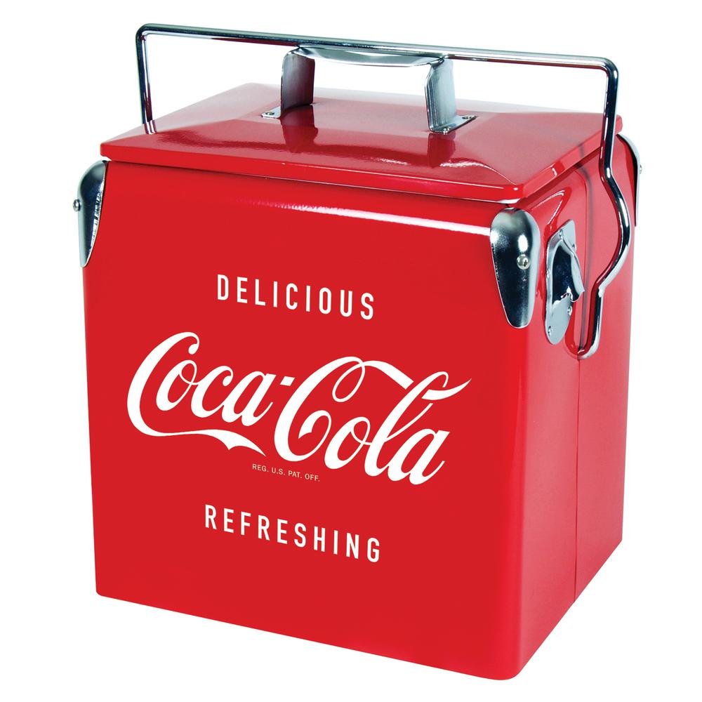 Coca-Cola Styrofoam Cooler with Handle and Disc Logo and an included Ice pack