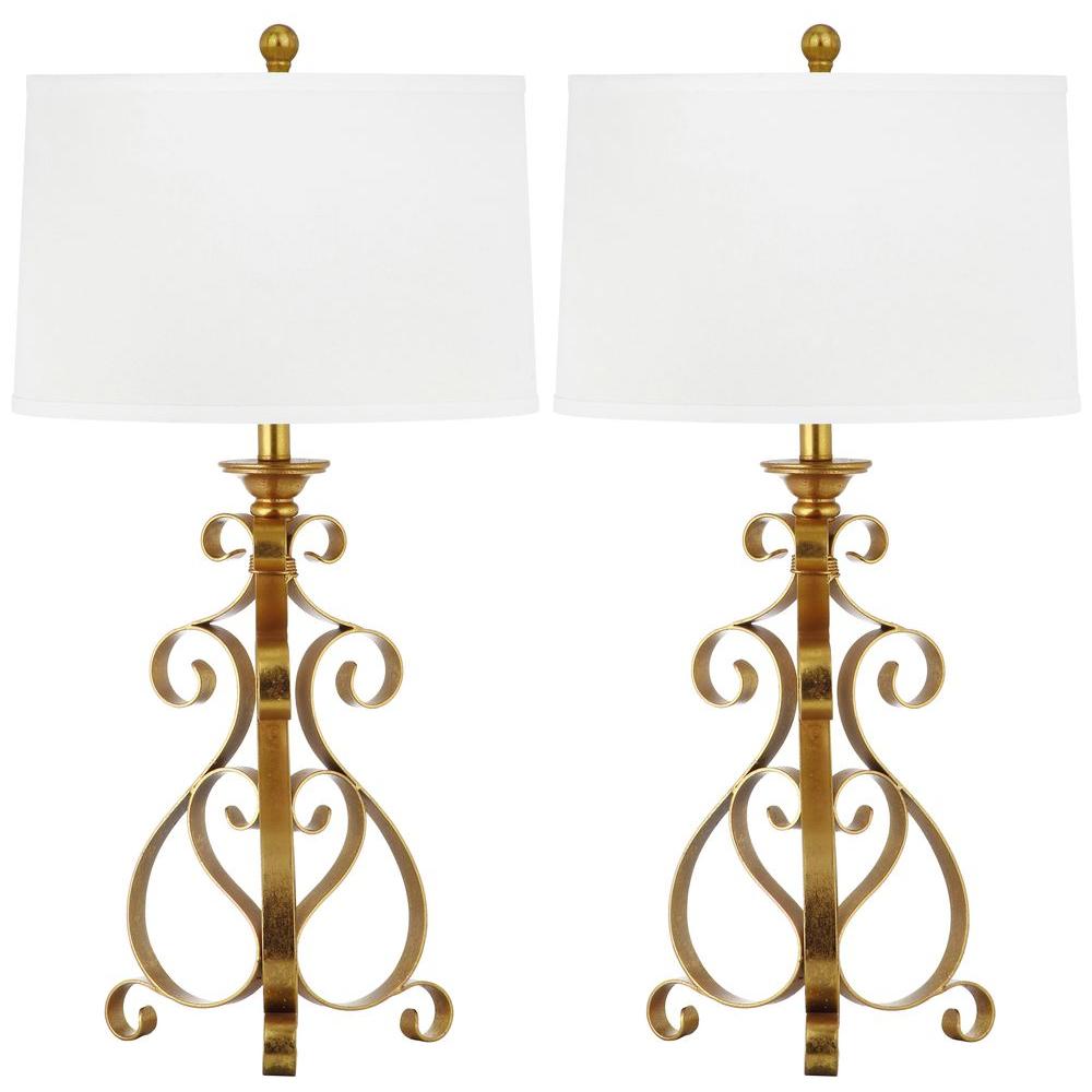 Safavieh Scroll Sculpture 31 5 In Antique Gold Table Lamp With Safavieh Scroll Sculpture 31 5 In Antique Gold Table Lamp With White Shade Set Of