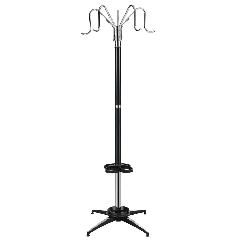 happimess Ethan 72.8 inch Black and Chrome 5-Hook Metal Parlor Coat Rack by happimess