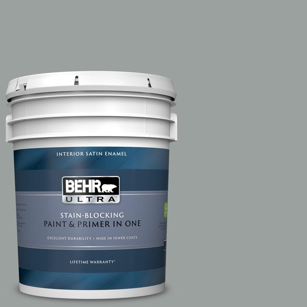 BEHR ULTRA 5 gal. PPU1116 Brampton Gray Satin Enamel Interior Paint