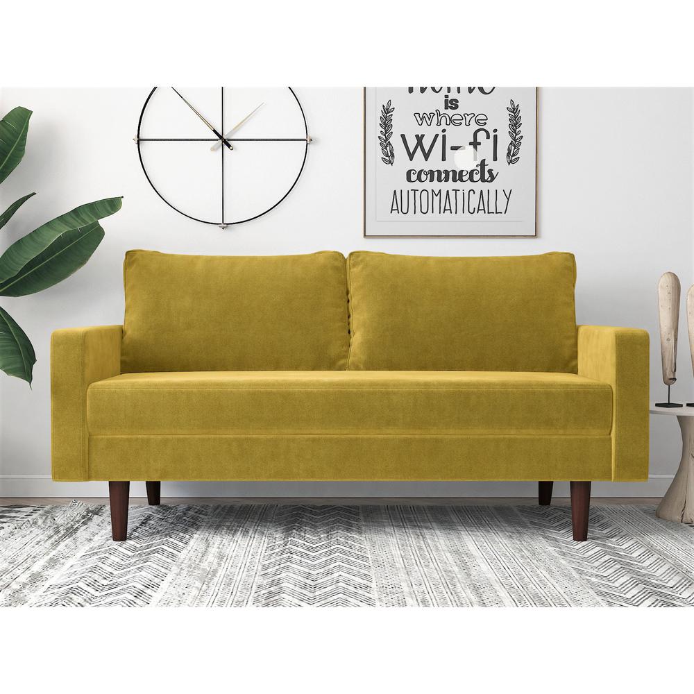 Us Pride Furniture Viva Golden Yellow Velvet 3 Seater Sofa Viva Golden Yellow Velvet 3 Seater Sofa