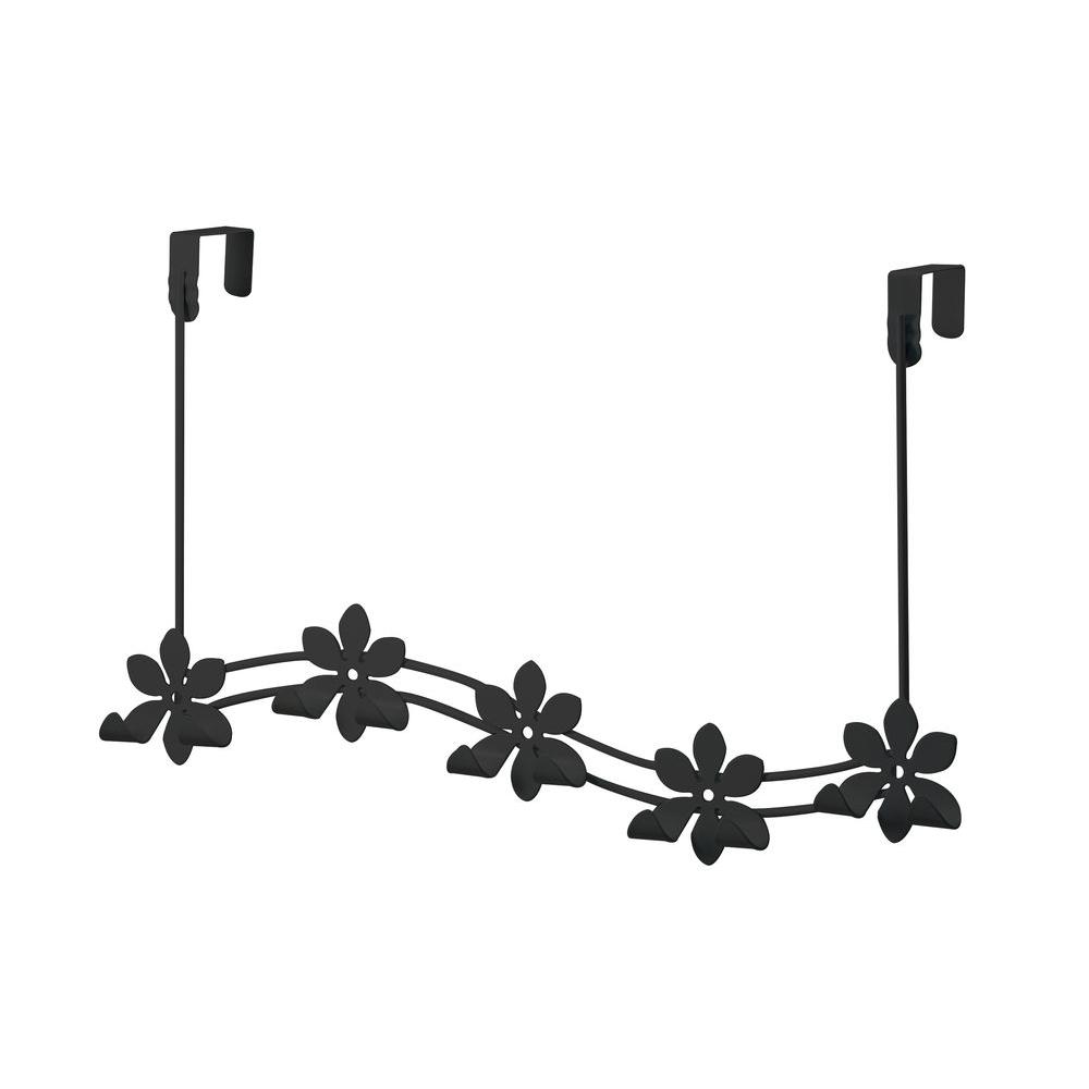 Spectrum Black Flower 21 1 4 In L Decorative 5 Hook Over The Door L Decorative 5 Hook Over