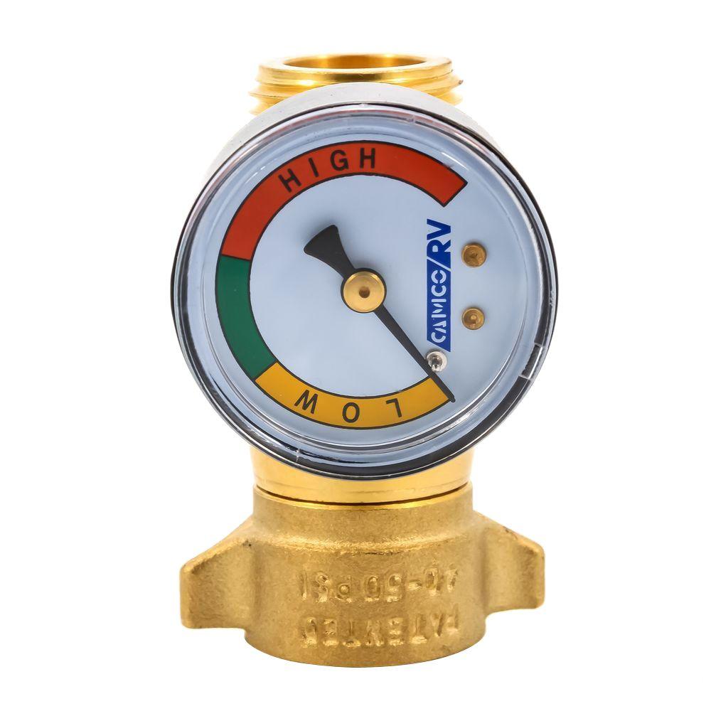 Camco Brass Water Pressure Regulator with Gauge