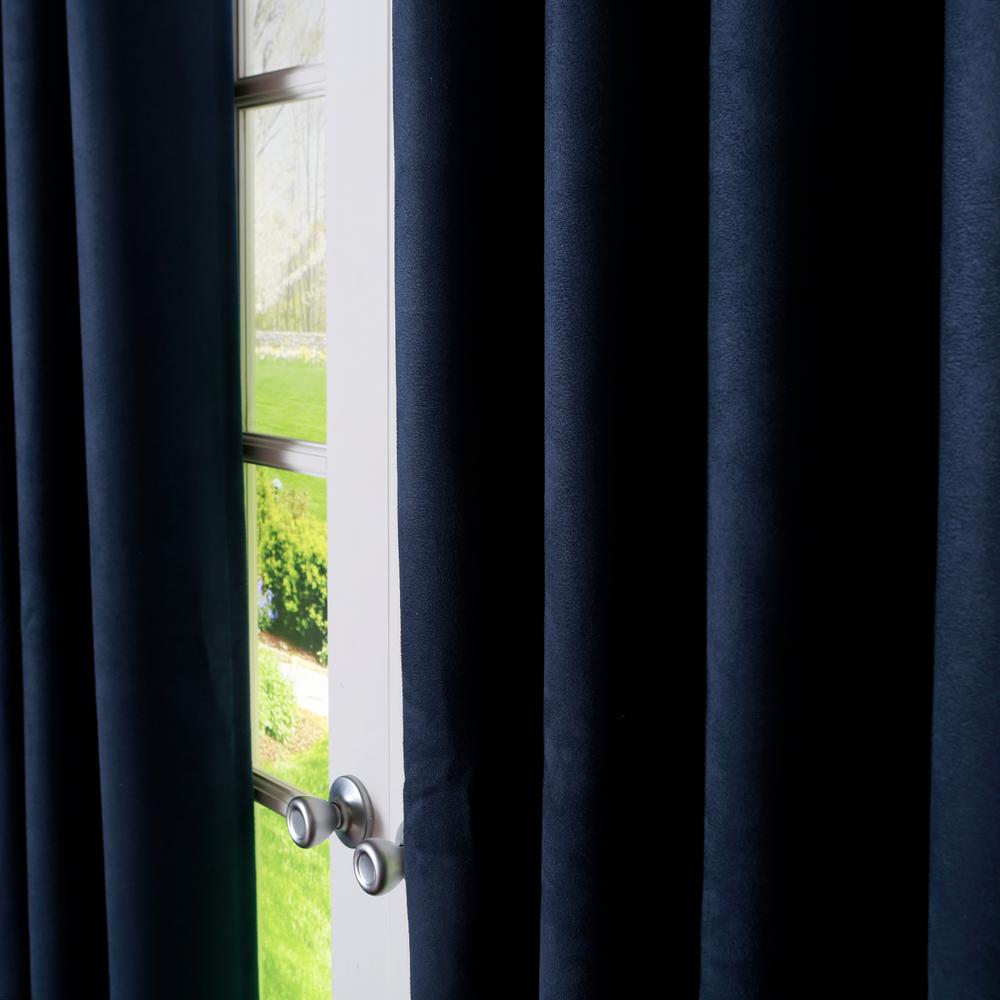 Best Home Fashion 84 In L Navy Suede Blackout Curtain 2 Pack